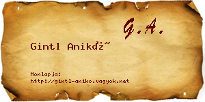 Gintl Anikó névjegykártya